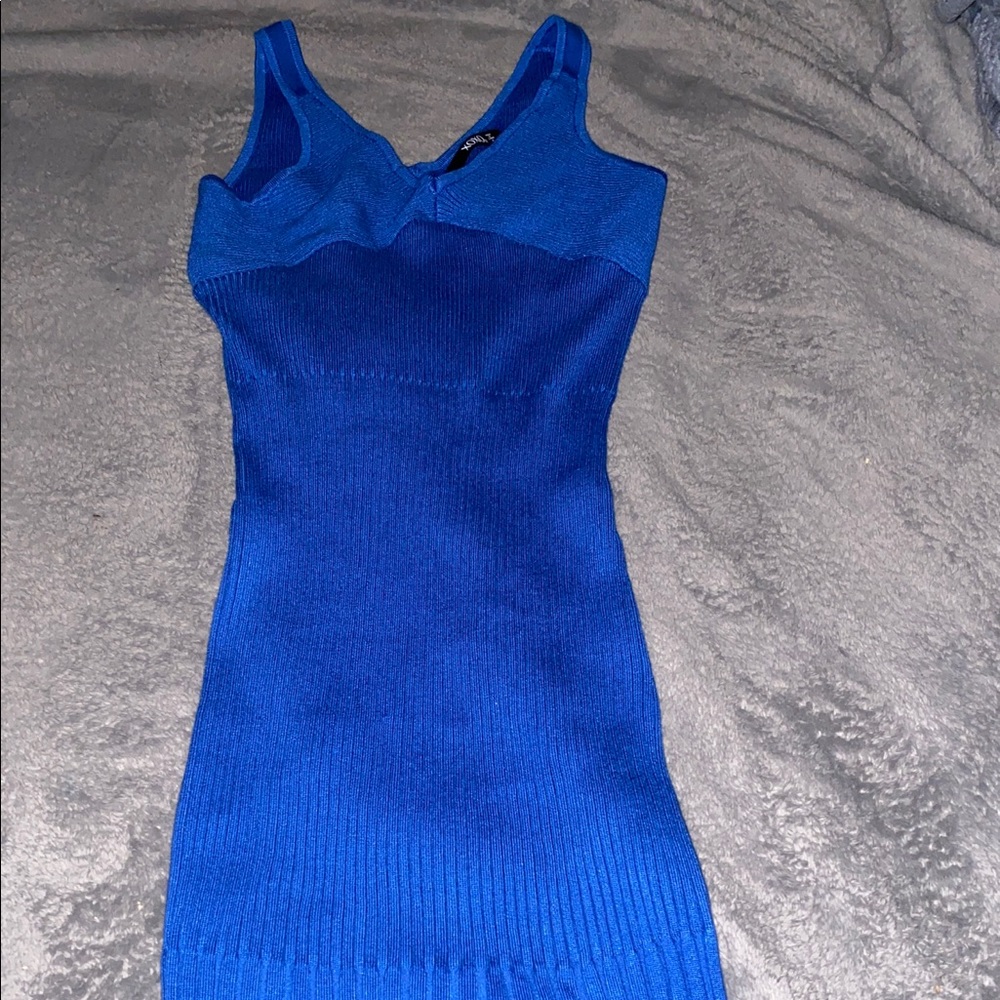 XOXO Sleeveless V Neck Sweater Dress - Blue